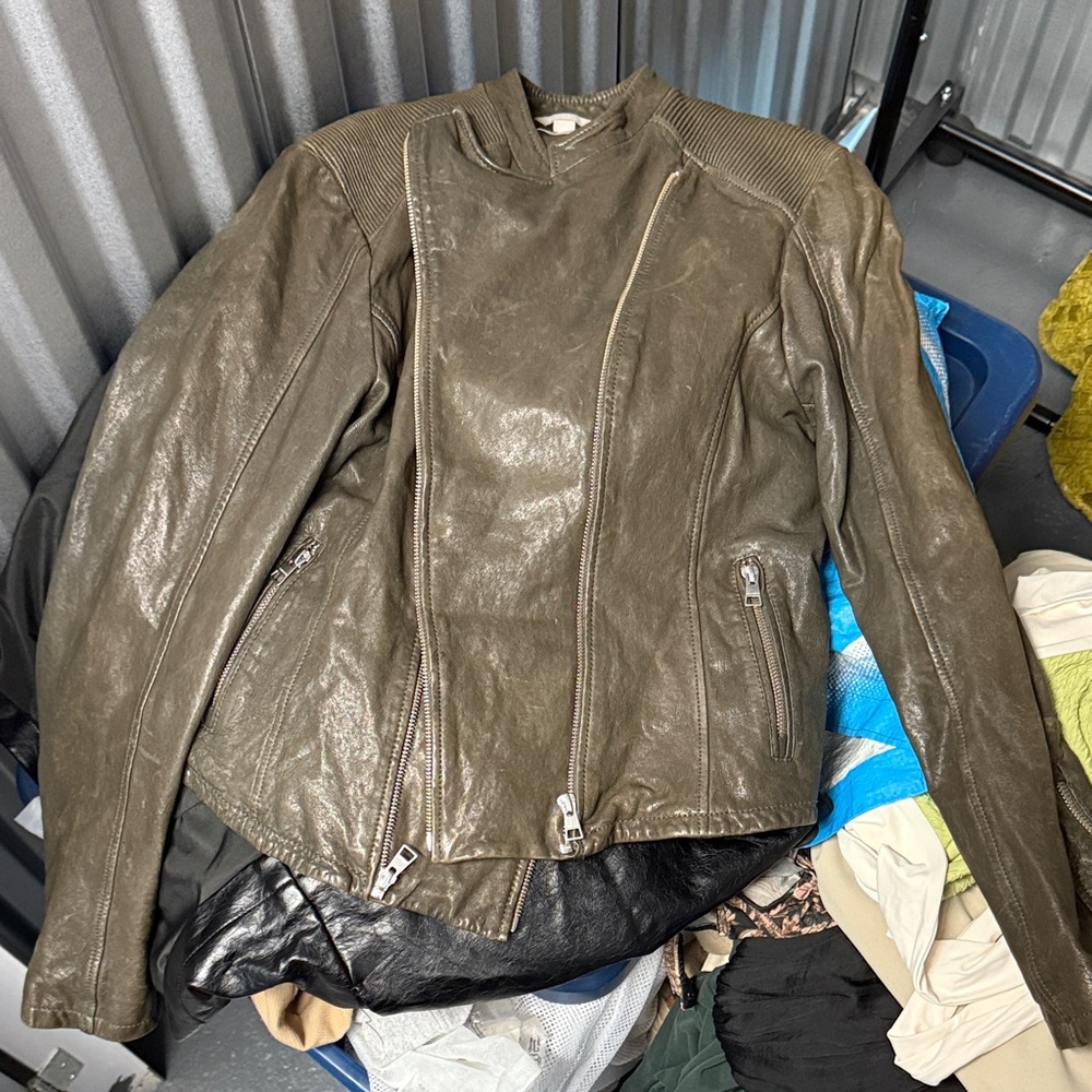 Dark grey Leather Women's Jacket